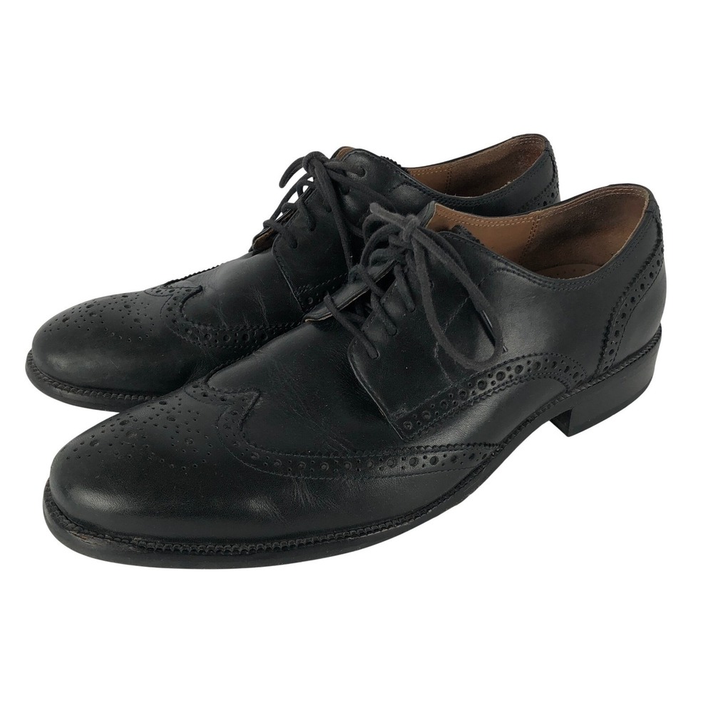COLE HAAN Wingtip Brogue Derby Dress Shoes Men's‎ Sz 10M Black Leather C22270